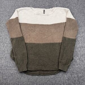 Kuhl Cana Sweater Womens Large Green Tan Colorblock Merino Wool Blend 4084